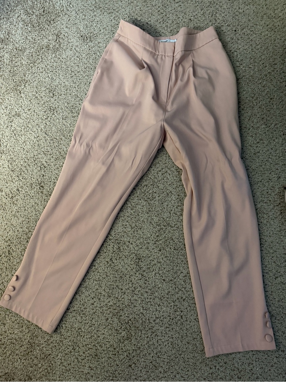 JustFab Blush Pink Pleated Tapered Pants